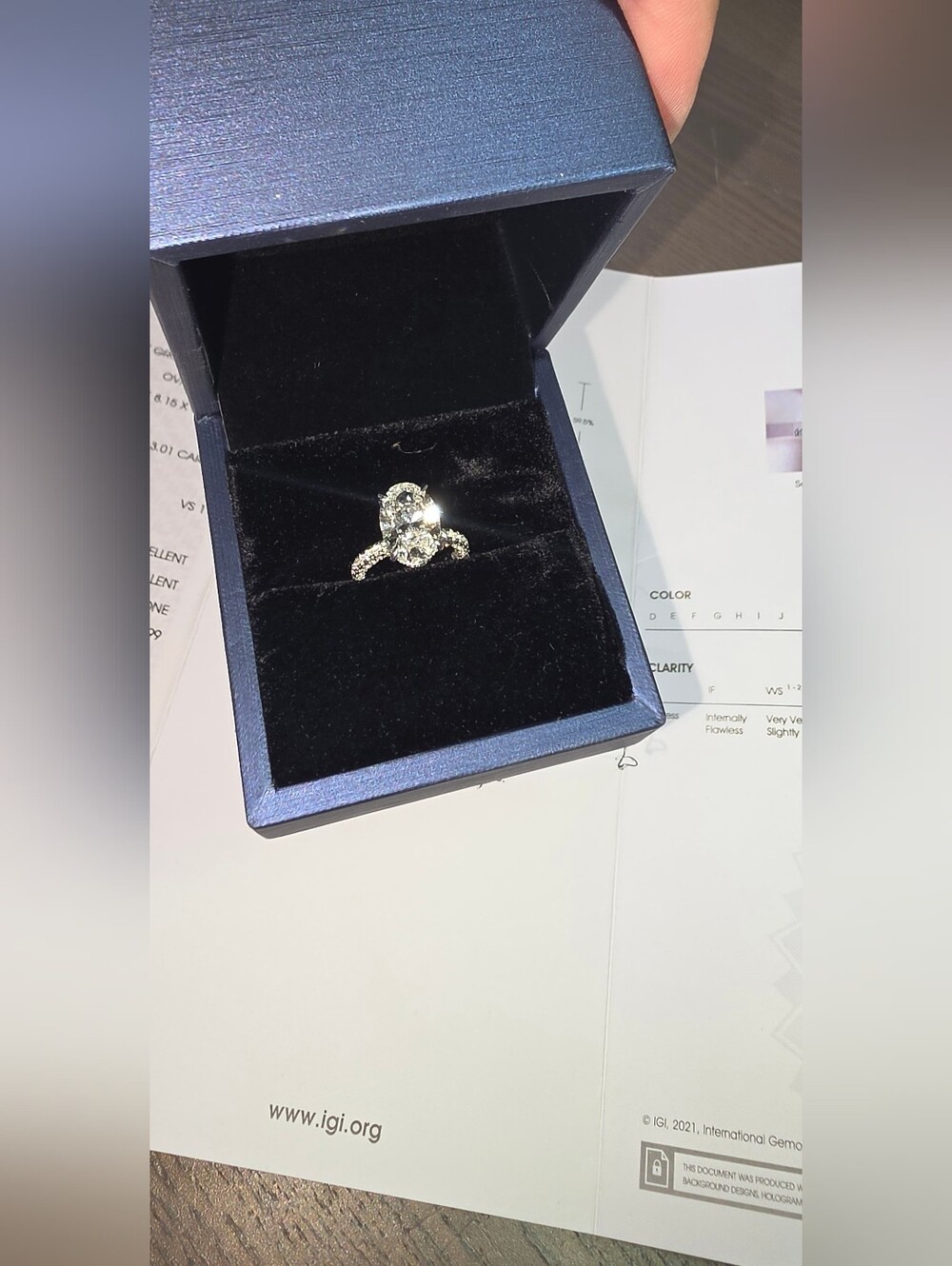 New 3ct Outstanding IGI Certified Lab Grown Diamond, 14k White Gold